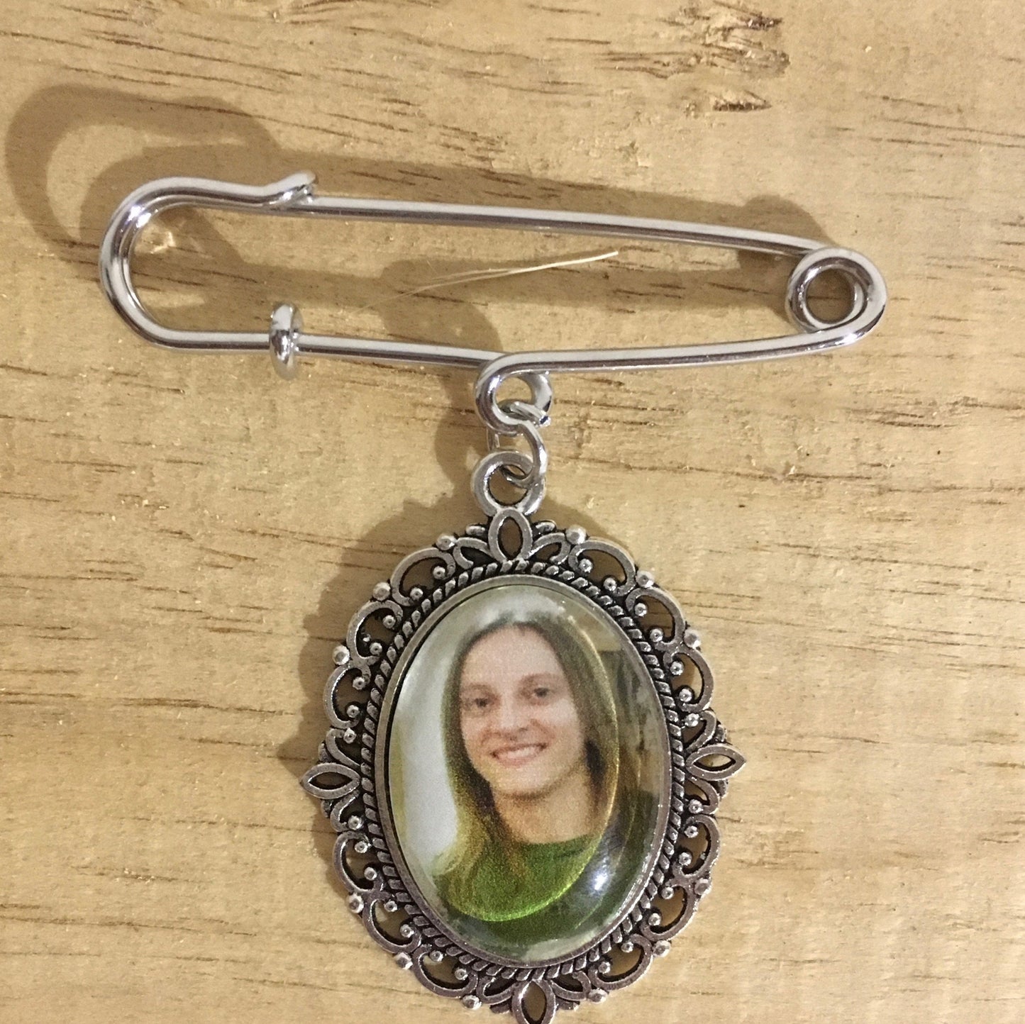 Personalized Memorial Photo Pin, Graduation Photo Charm, Graduation Pin, Memorial Lapel Pin, Memory Grad Gift, Grad Gown Memorial Pin