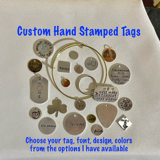 Personalized Metal Stamped Tag, Personalized Metal Stamped Charm, Metal ID Tag, Custom Metal Labels, Pet Collar Tag, Custom Metal Charm