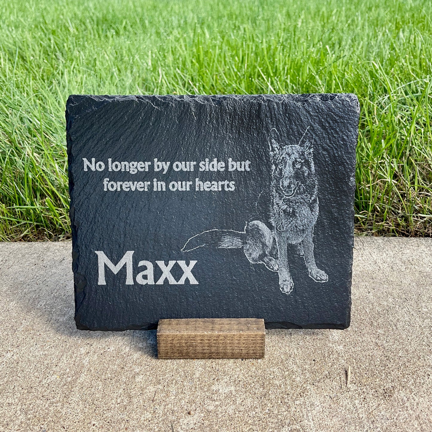 Slate Memorial Plaque with Stand, Engraved Stone Sign, Meaningful Sympathy Gift, Personalized Photo Remembrance Keepsake, Loss of Pet