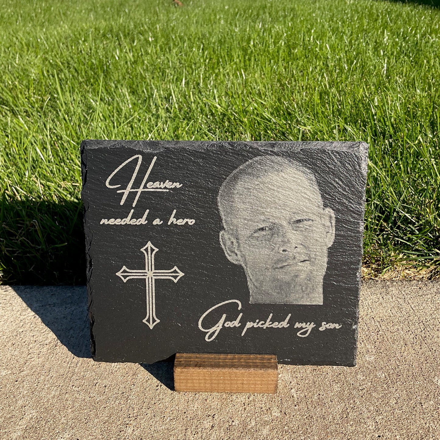 Slate Memorial Plaque with Stand, Engraved Stone Sign, Meaningful Sympathy Gift, Personalized Photo Remembrance Keepsake, Loss of Pet