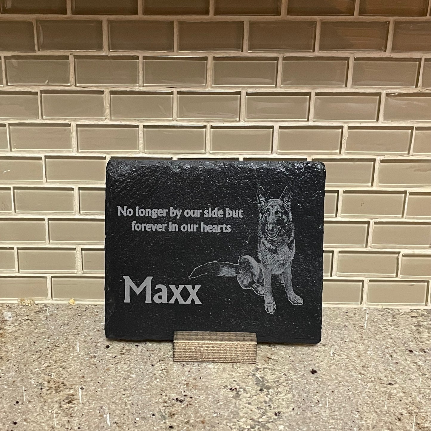 Slate Memorial Plaque with Stand, Engraved Stone Sign, Meaningful Sympathy Gift, Personalized Photo Remembrance Keepsake, Loss of Pet