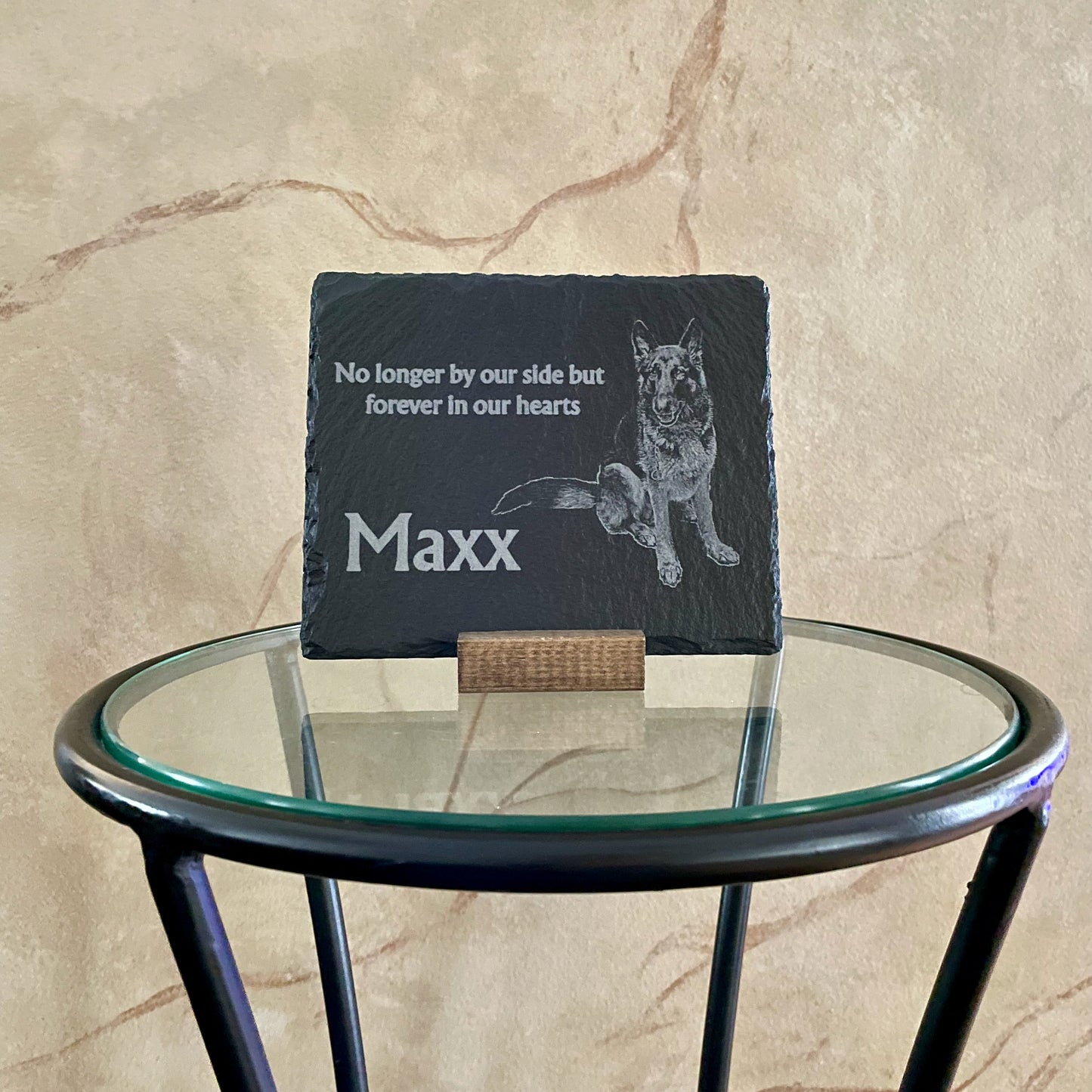 Slate Memorial Plaque with Stand, Engraved Stone Sign, Meaningful Sympathy Gift, Personalized Photo Remembrance Keepsake, Loss of Pet