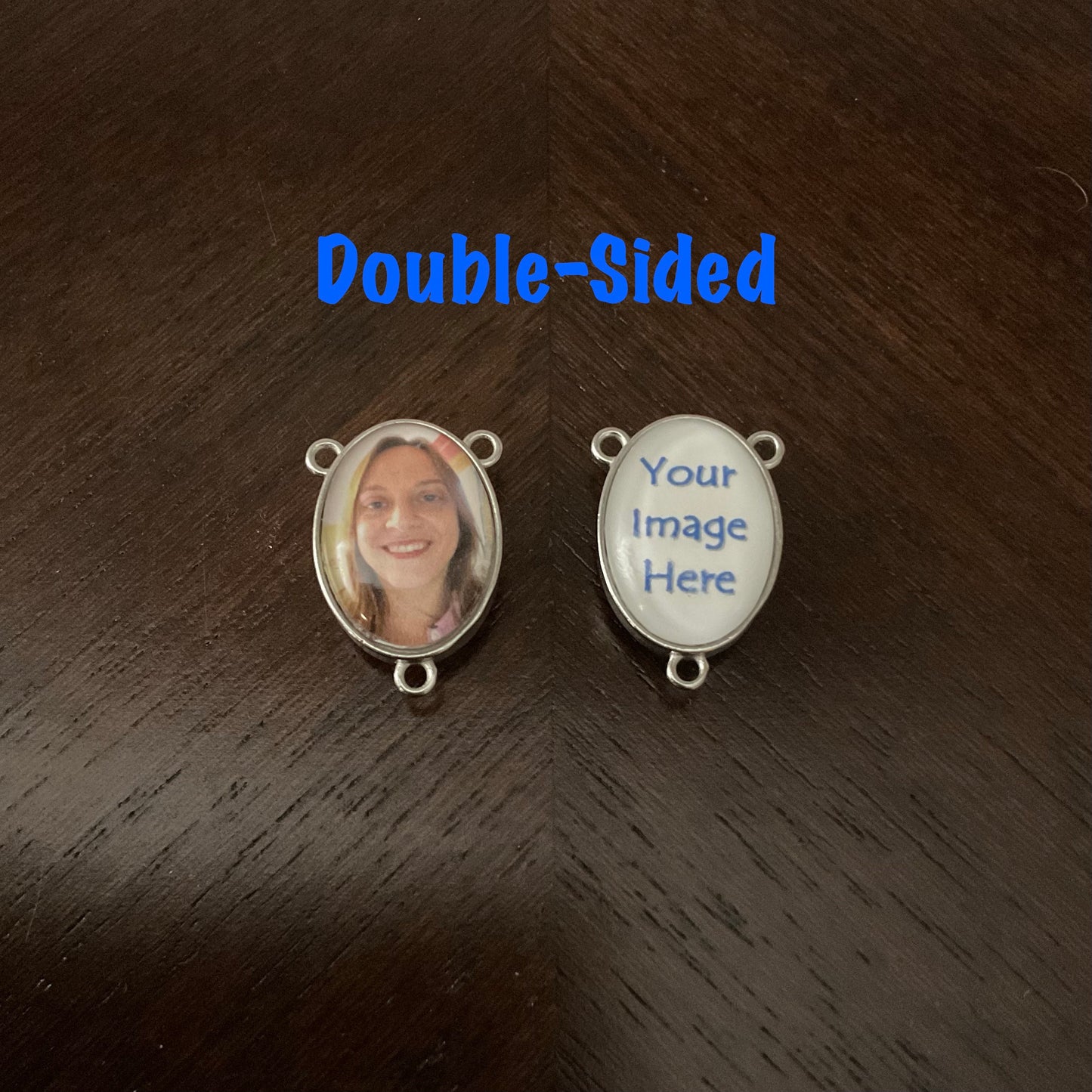 Custom Rosary Parts, Memorial Photo Rosary Charm, Photo Charm Rosary Making, Jewelry Making Photo Connector, Double-sided Rosary Centerpiece