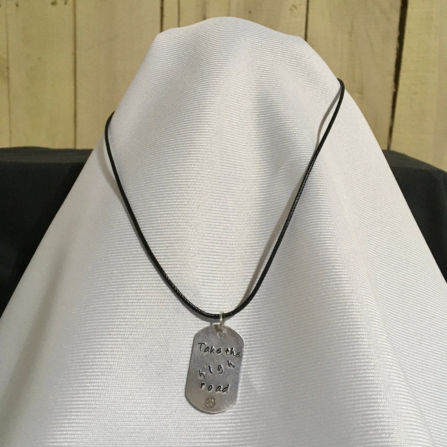 Personalized Metal Stamped Necklace with Leather Rope, Custom Metal Stamped Tag Leather Rope Necklace, Personalized Necklace, Custom Length