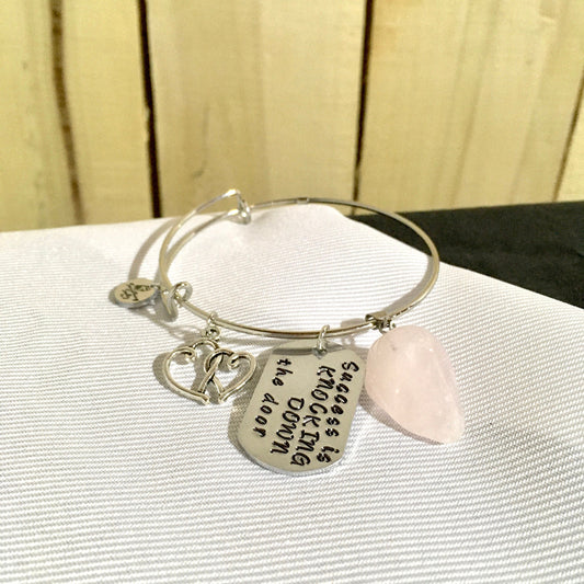 Custom Charm Bracelet, Personalized Metal Stamped Charm Bracelet, Custom Message Bangle, Personalized Charm Bangle, Design Your Own Bracelet