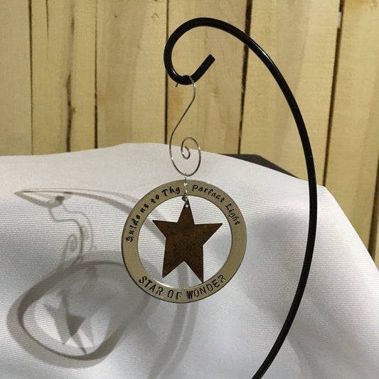 Star Metal Ornament, Star Holiday Ornament, Rustic Star Ornament, Star Christmas Decoration, Metal Stamped Christmas Ornament, Hanging Star