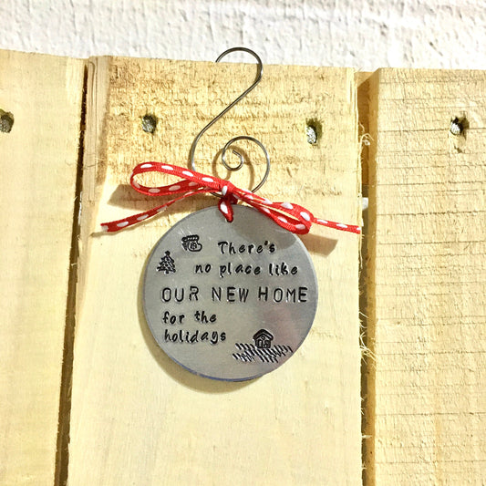 New Home Ornament Personalized, Metal Stamped Christmas Ornament, Custom New Home Ornament, New Home Christmas Gift, Home for Christmas