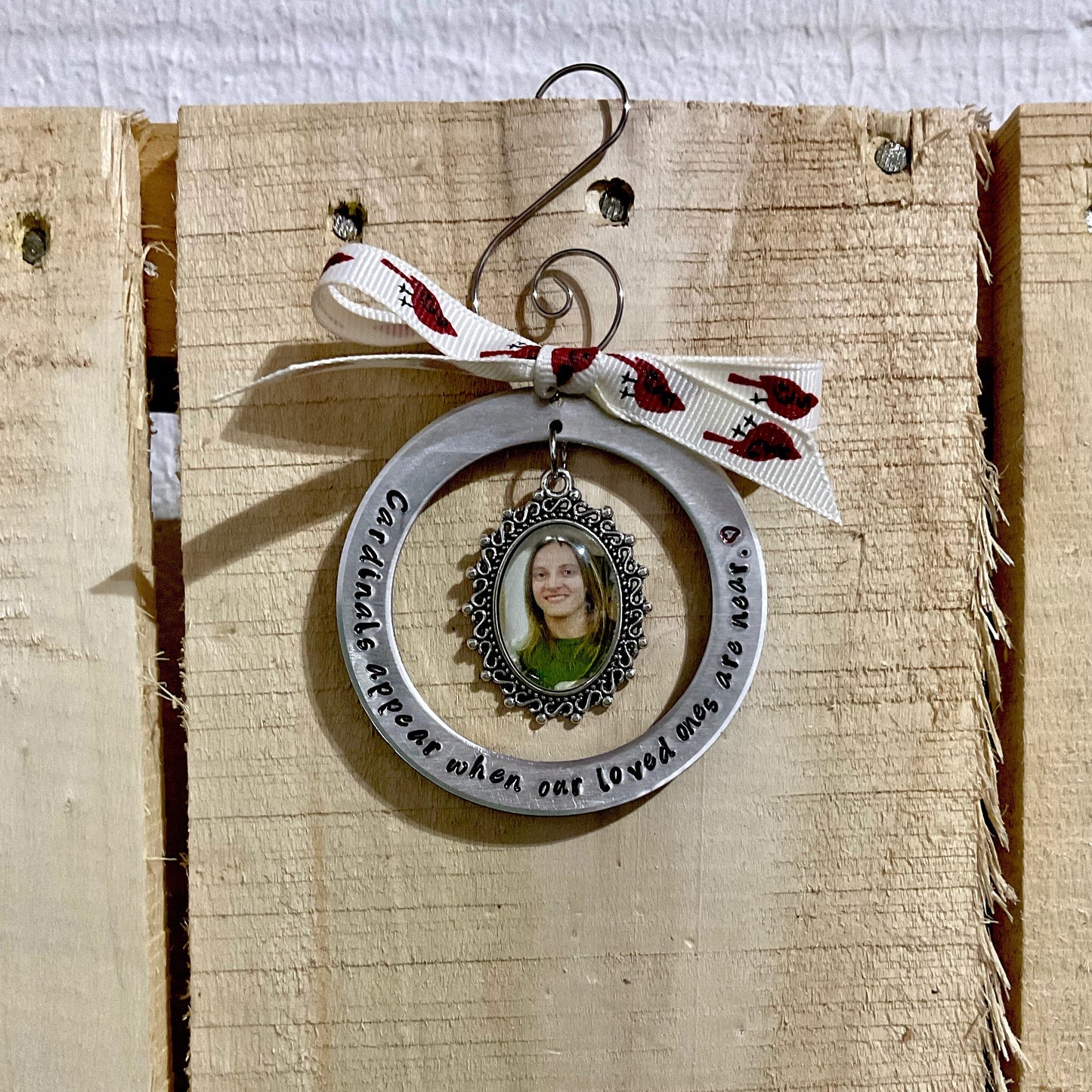 Christmas Cardinal Ornament, Personalized Memorial Ornament, Ornament with Photo, Cardinal Memorial Gift, Photo Ornament, In Memory Ornament