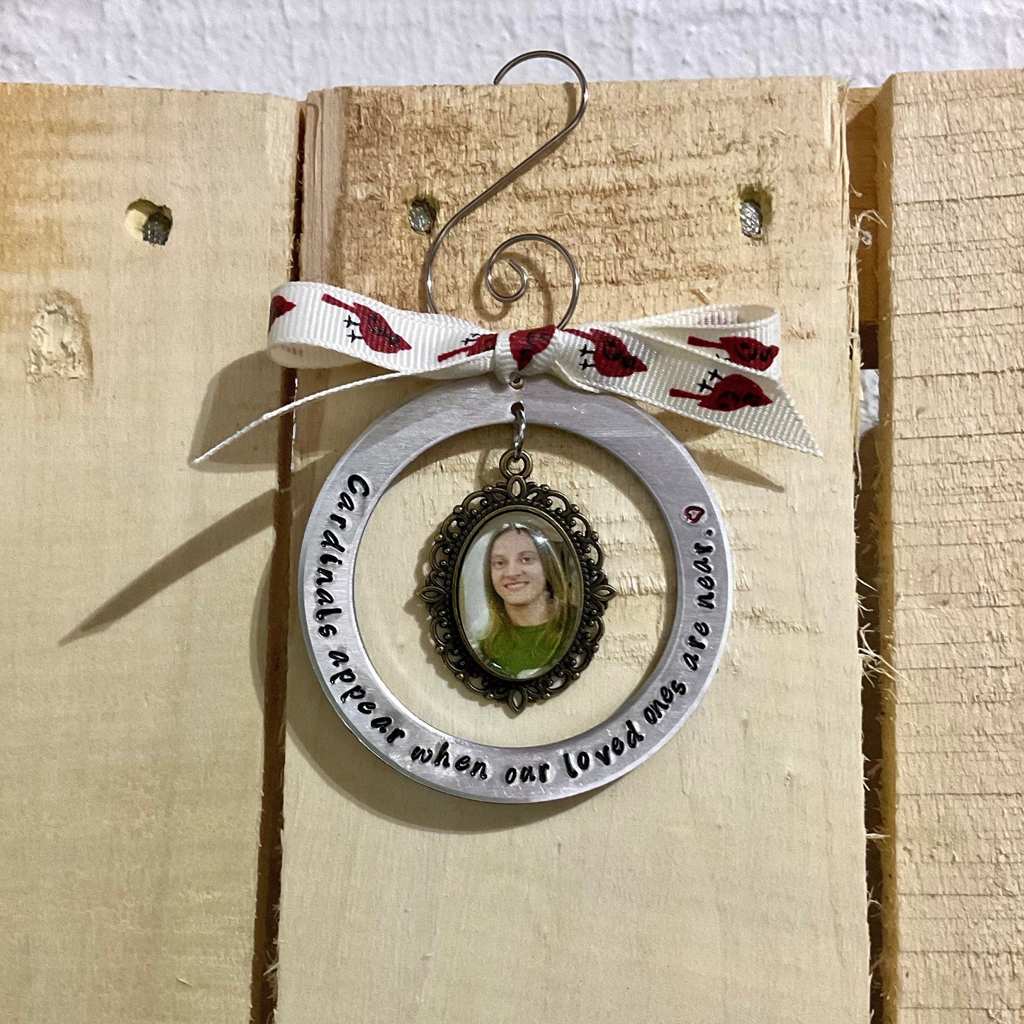 Christmas Cardinal Ornament, Personalized Memorial Ornament, Ornament with Photo, Cardinal Memorial Gift, Photo Ornament, In Memory Ornament