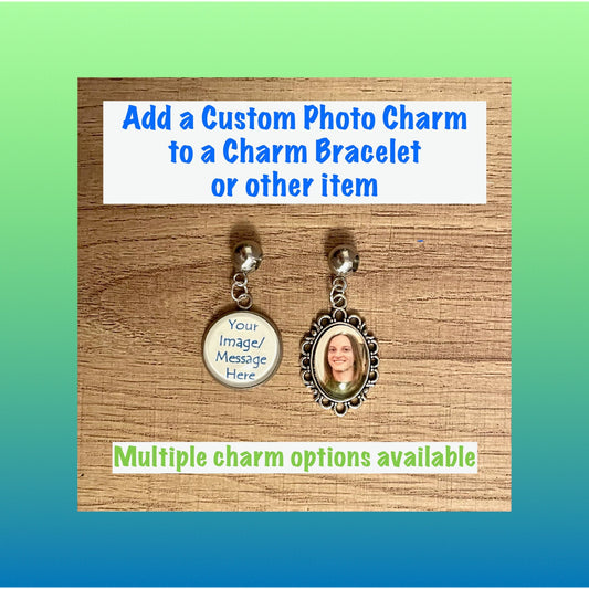 Photo Charm with Bail Bead, Jewelry Making Photo Charm, Memory Photo Charm, Custom Image Charm, Personalized Charm, Memorial Charm with Bead